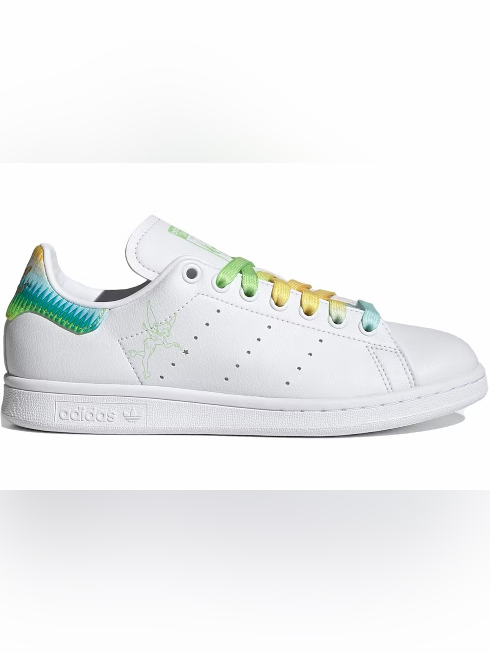 adidas White Sneakers with Green, Yellow and Blue Accents